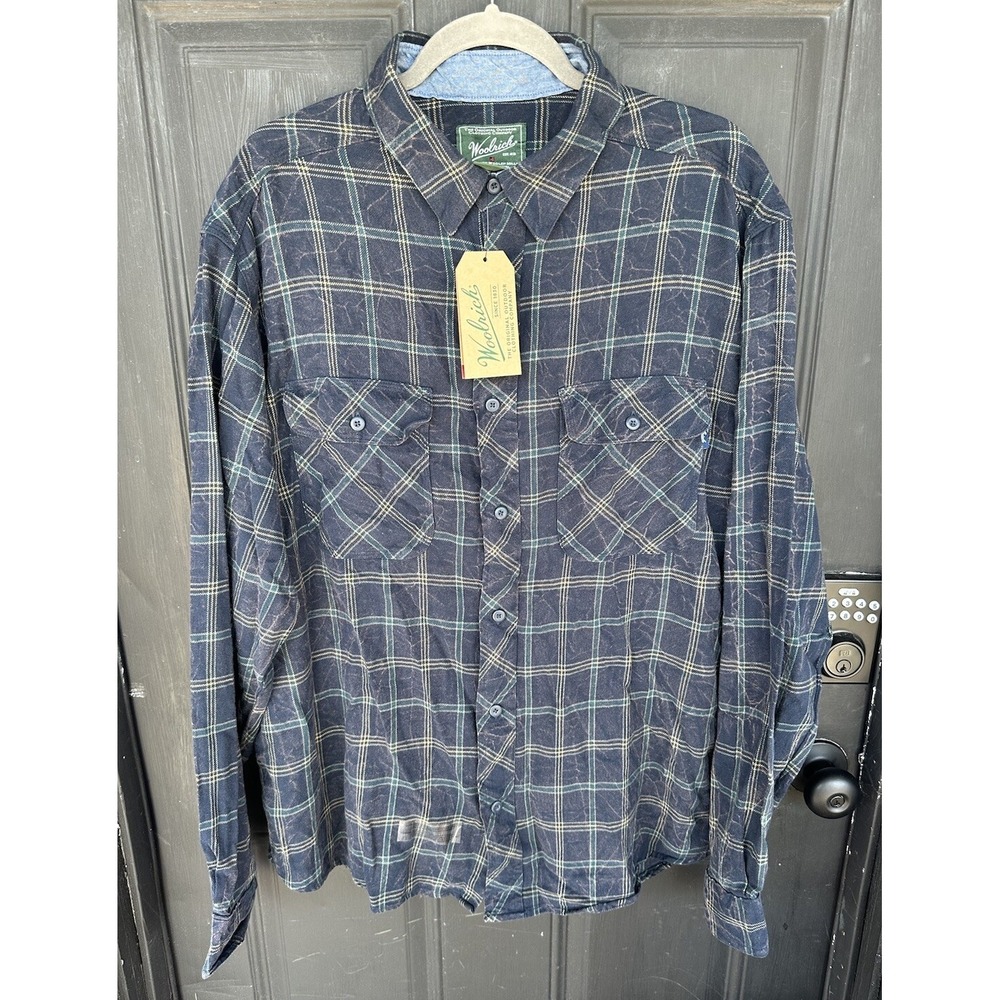 Woolrich Men's Miners Wash Classic Fit Flannel Shirt Size XL NWT Navy